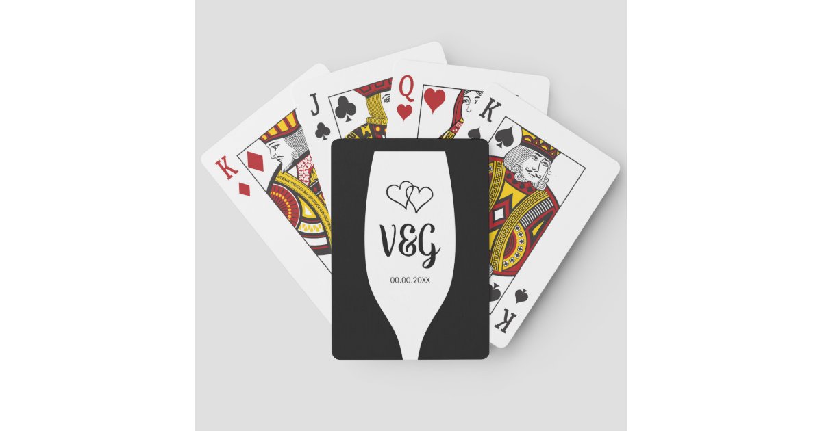 Wine Glass Monogram Playing Cards Wedding Favor Zazzle Com