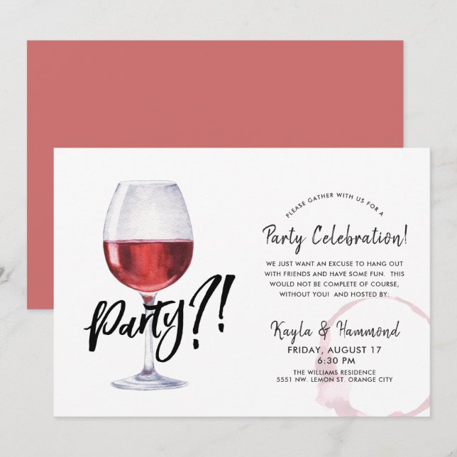 Wine Glass | Non-Occassion Celebration Funny Invitation (Front/Back)