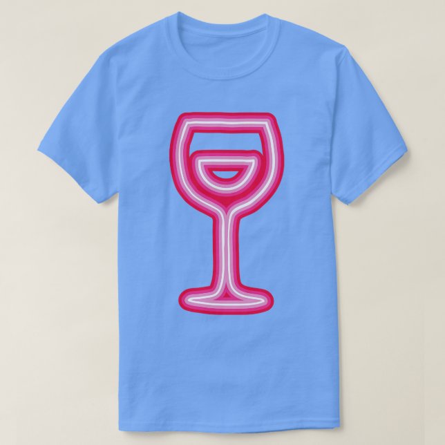 Wine Glass Nyon Illustration T-Shirt (Design Front)
