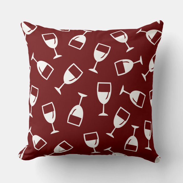 WINE GLASS PATTERN THROW PILLOW (Front)