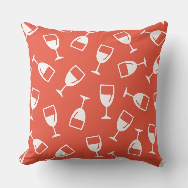 WINE GLASS PATTERN THROW PILLOW (Front)