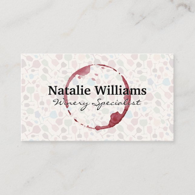 Wine Glass Pattern | Wine Stain Business Card (Front)
