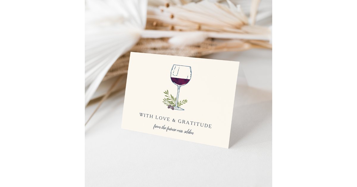 Wine Glass Personalized Thank You Card | Zazzle