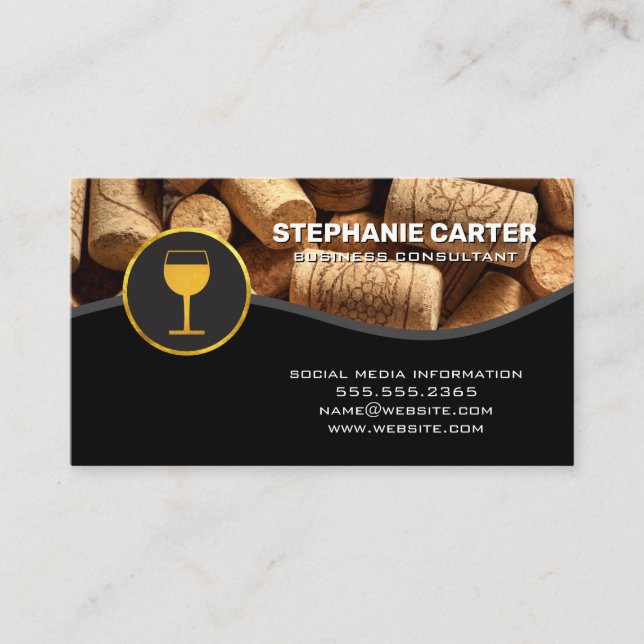 Wine Glass | Pile of Corks Business Card (Front)
