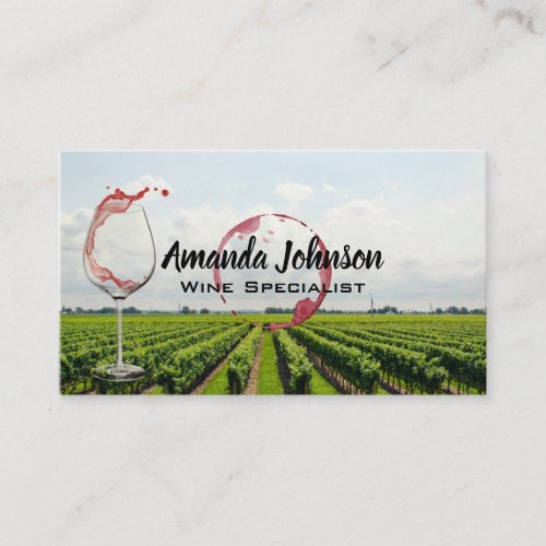 Wine Glass Pour  Vineyard Business Card