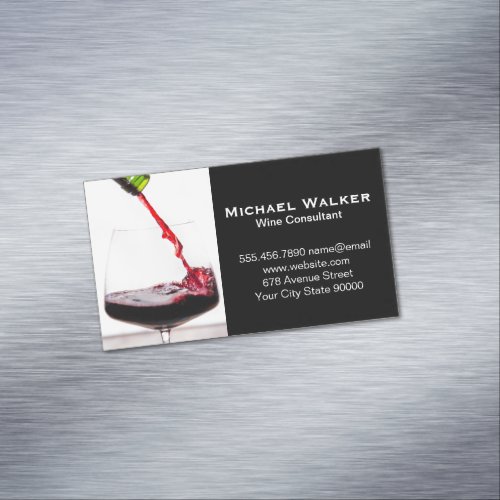 Wine Glass Pouring Business Card Magnet