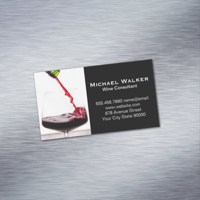 Wine Glass Pouring Business Card Magnet (In Situ)