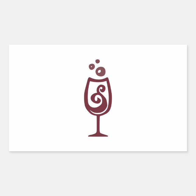 WINE GLASS RECTANGULAR STICKER (Front)