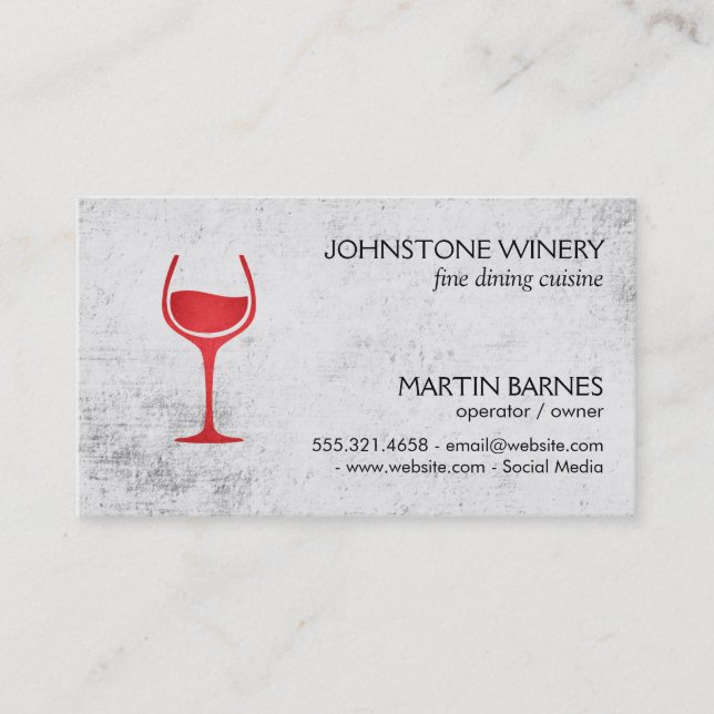 Wine Glass | Rustic (Red) Business Card (Front)