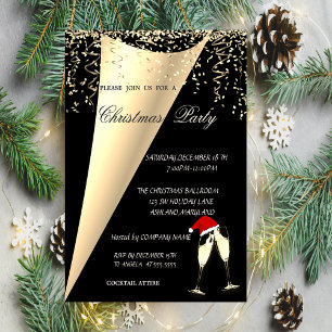 Wine Glass,Santa Hat Company Christmas Party Invitation