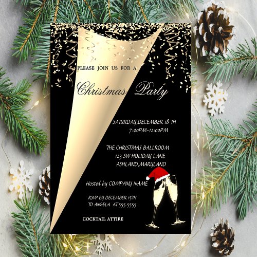 Wine GlassSanta Hat Company Christmas Party Invitation