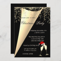 Wine Glass,Santa Hat Company Christmas Party Invitation