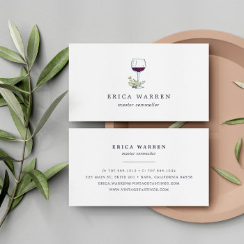 Wine Glass | Sommelier Or Wine Industry Business Card by RedwoodAndVine at Zazzle