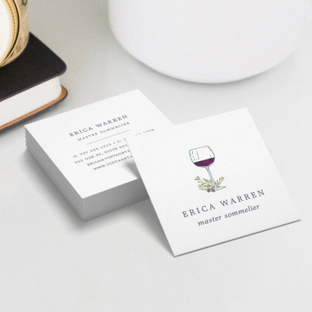 Wine Glass | Sommelier Or Wine Industry Square Business Card