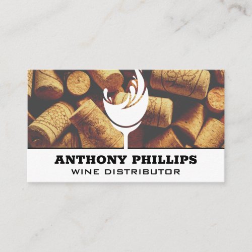 Wine Glass Splash  Corks Business Card