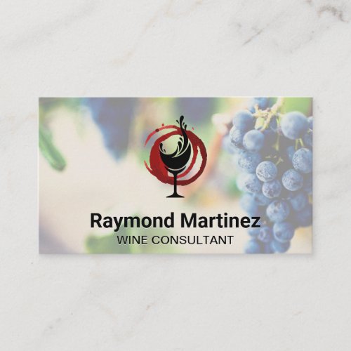 Wine Glass Splash  Grapes on Vine Business Card