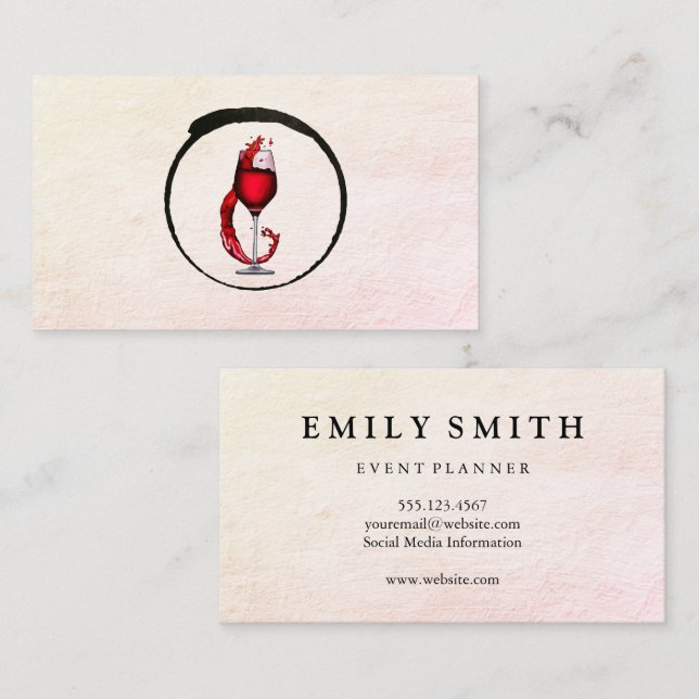 Wine Glass Splash Icon Business Card (Front/Back)