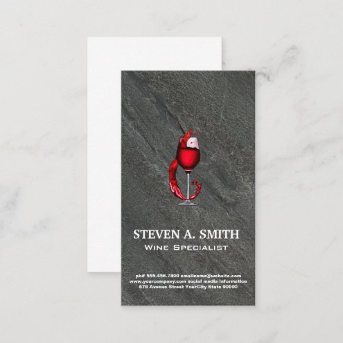 Wine Glass Splash  Slate  Business Card