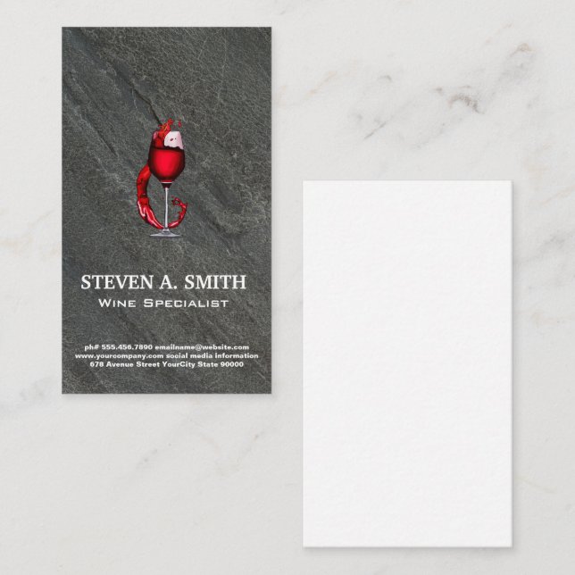 Wine Glass Splash | Slate  Business Card (Front/Back)