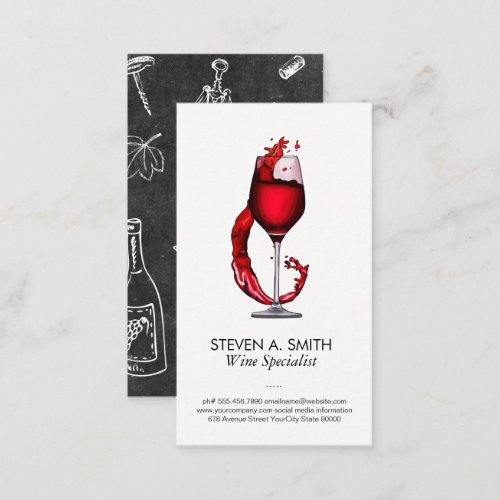 Wine Glass Splash  Sommelier Business Card