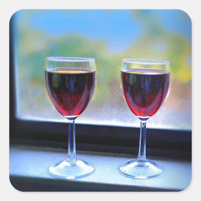 Wine Glass Square Sticker (Front)