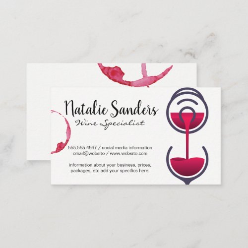 Wine Glass Stain  Wine Bottle Pour Business Card