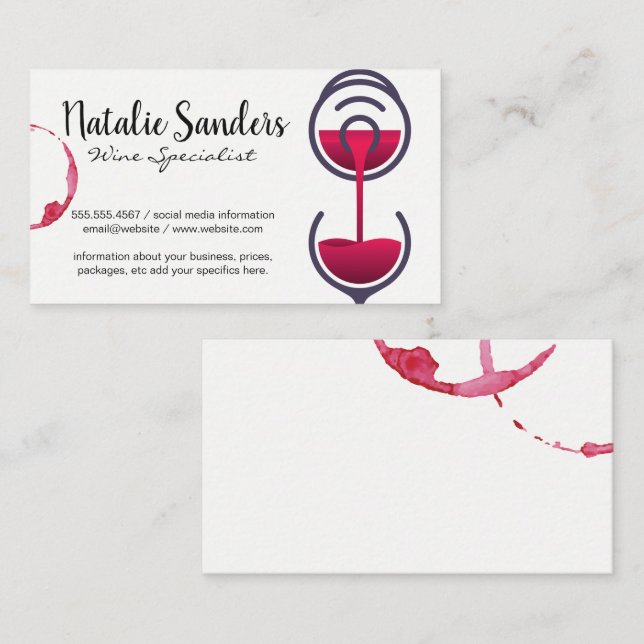 Wine Glass Stain | Wine Bottle Pour Business Card (Front/Back)