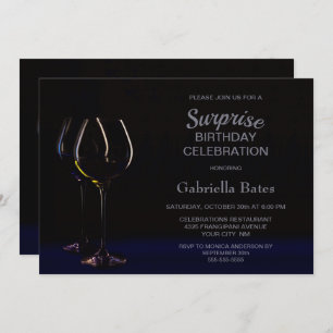 Wine Glass Surprise Birthday Party Invitation