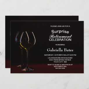 Wine Glass Surprise Retirement Party Invitation