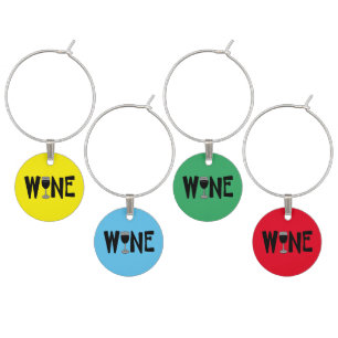 Wine Glass Text Charm