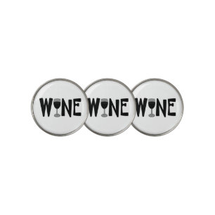 Wine Glass Text Golf Ball Marker