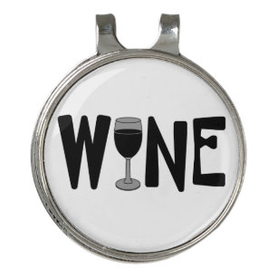 Wine Glass Text Golf Hat Clip