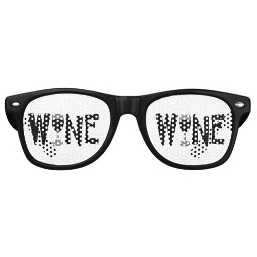 Wine Glass Text Retro Sunglasses