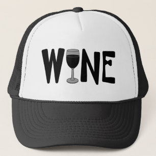 Wine Glass Text Trucker Hat