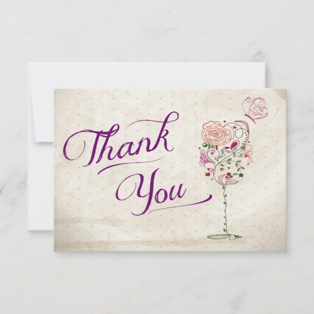 Wine Glass Thank You Note Card (Front)