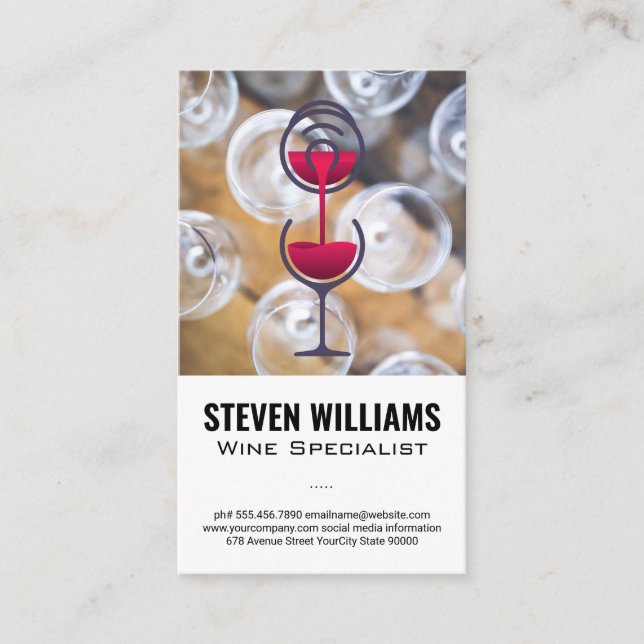 Wine Glass Top View | Red Wine Bottle Pour Business Card (Front)