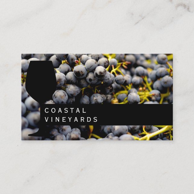 Wine Glass | Vineyard | Sommelier | Wine Grapes Business Card (Front)