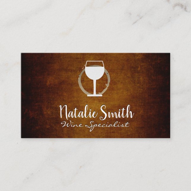 Wine Glass | Vintage Background Business Card (Front)