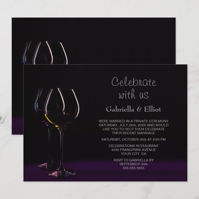 Wine Glass Wedding Reception Party Invitation (Front/Back)