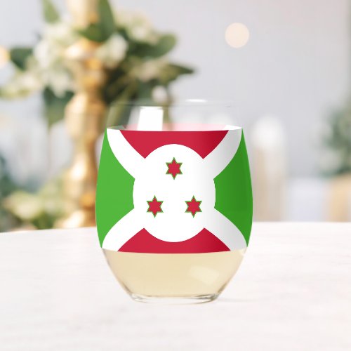 Wine Glass with flag of Burundi
