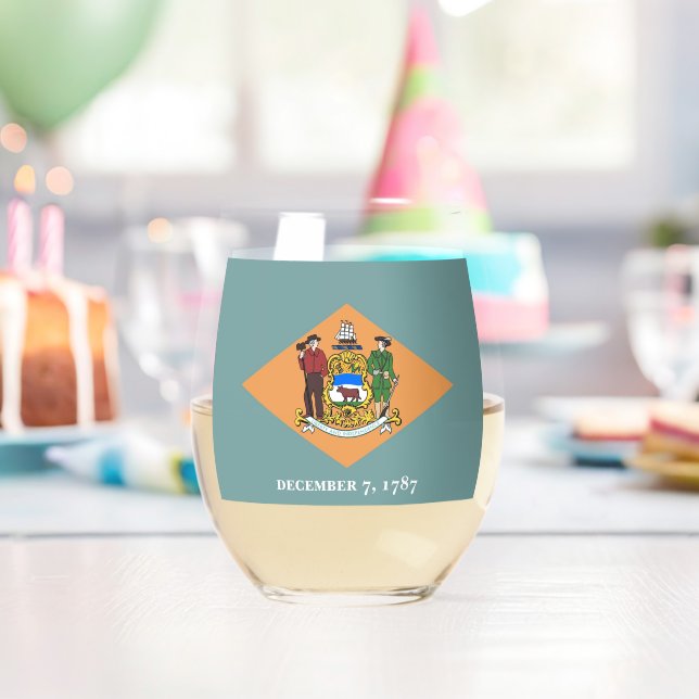 Wine Glass with flag of Delaware, USA (Insitu (Birthday))