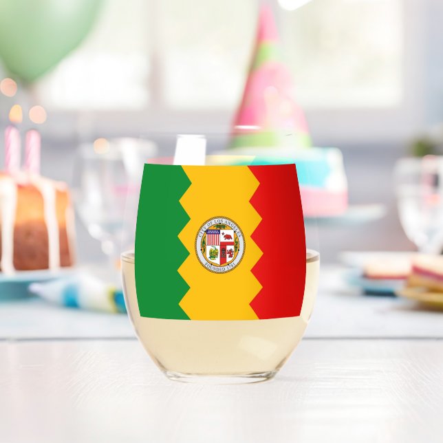 Wine Glass with flag of Los Angeles, USA (Insitu (Birthday))
