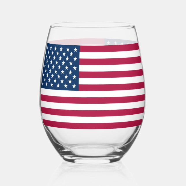 Wine Glass with flag of USA (Front)