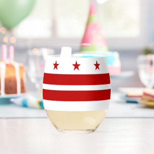 Wine Glass with flag of Washingtond DC, USA