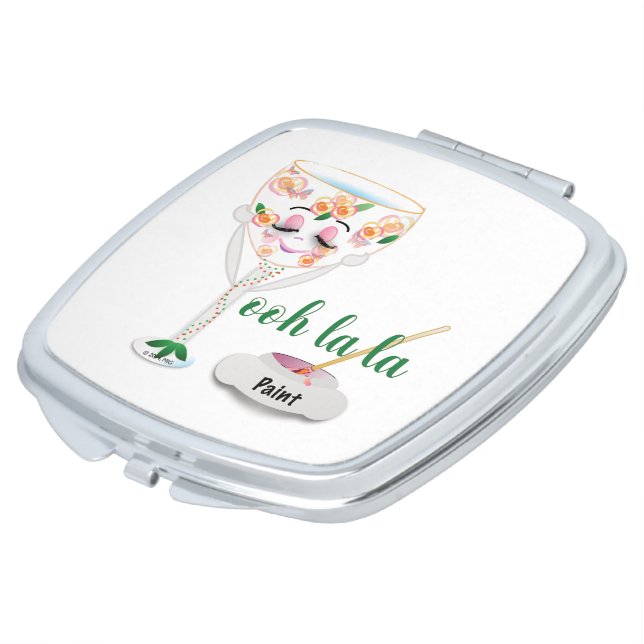 Wine Glass with Personality Compact Mirror (Turned)