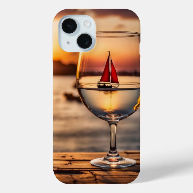 Wine Glass With Sailboat Case-Mate iPhone Case (Back)