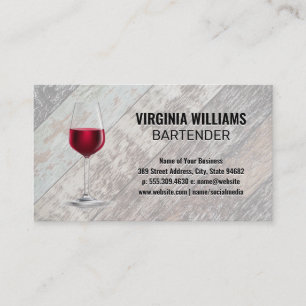 Wine Glass Wooden Boards Background Business Card