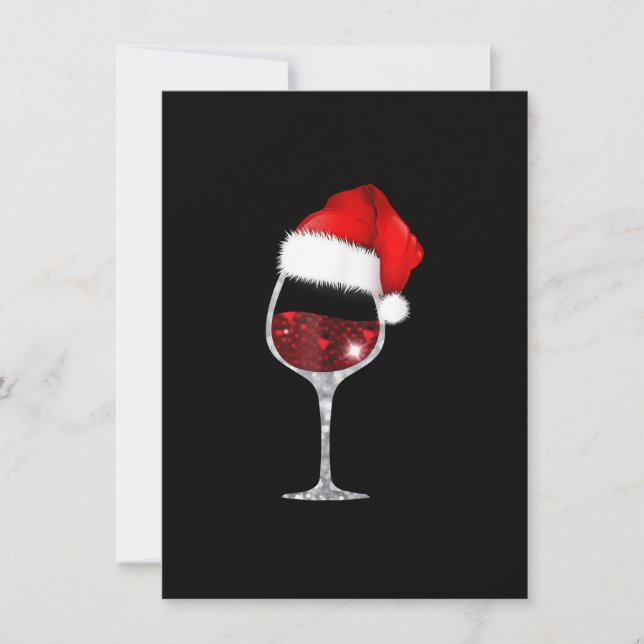 Wine Glass Xmas Tee Christmas Wine lovers Santa Ha Invitation (Front)