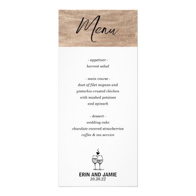 Wine Glasses and Hearts Menu (Front)