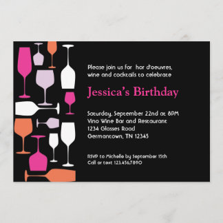 Wine Glasses Birthday Party Invitation